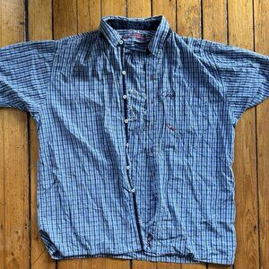 Stylish Blue Plaid Men's Button Down Shirt